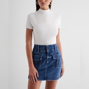 GIANI BINI White SHORT SLEEVE Mock Neck BODYSUIT XL